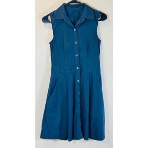 Theory Women’s Soreda Sleeveless Lawn Blue Shirt Dress Size 0